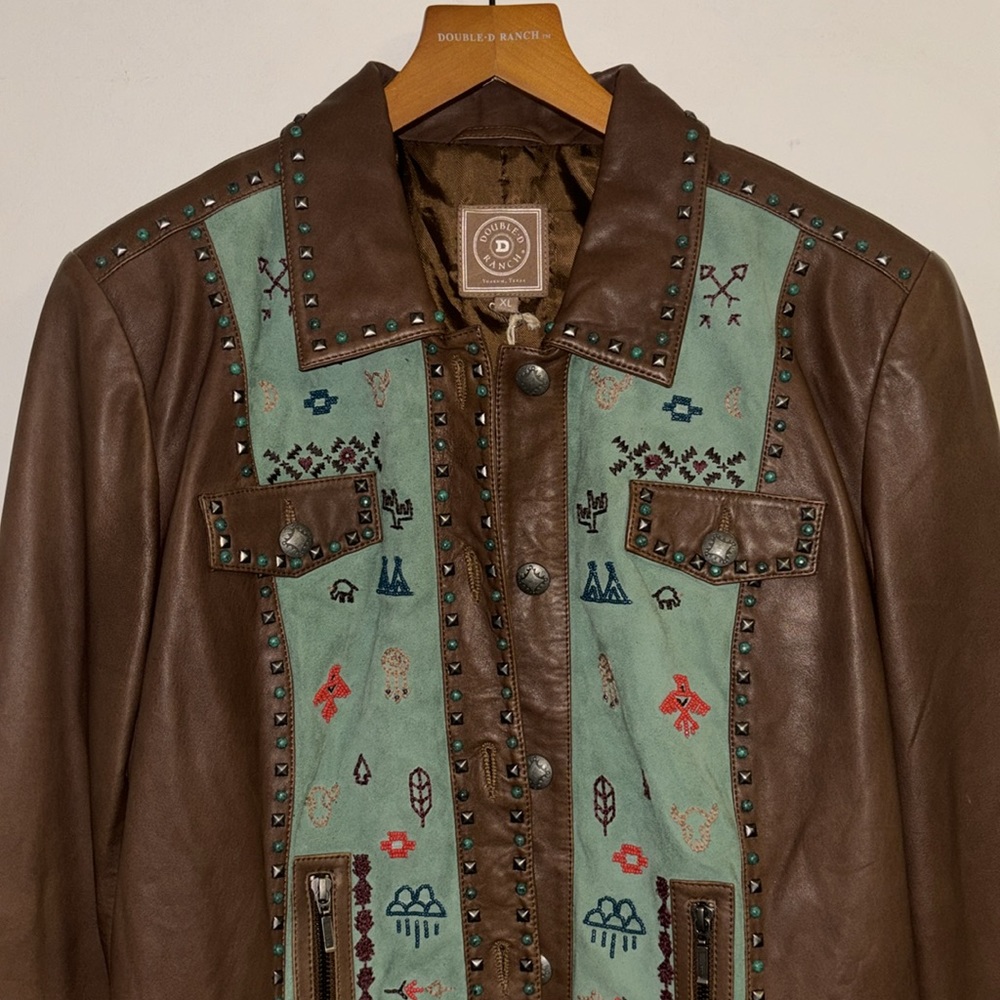 🐎 {PRICE FIRM} DDR Cliff Dwellers Button-Front Leather Jacket - Picture 5 of 9